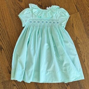 The proper peony Mint Green Mid Blue Smocking Dress 3t